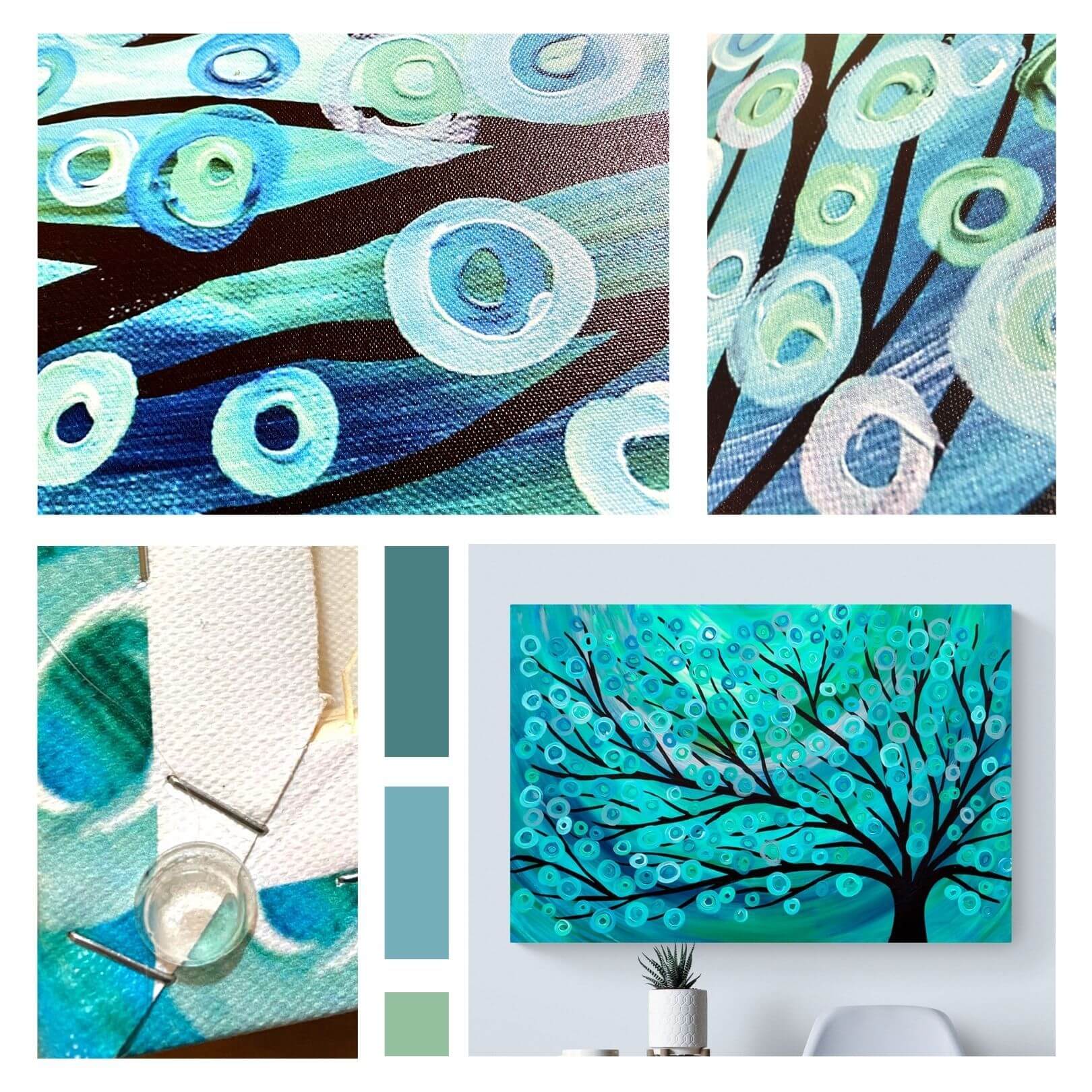 Win a Large Teal & Turquoise Tree Canvas Print - Louise Mead