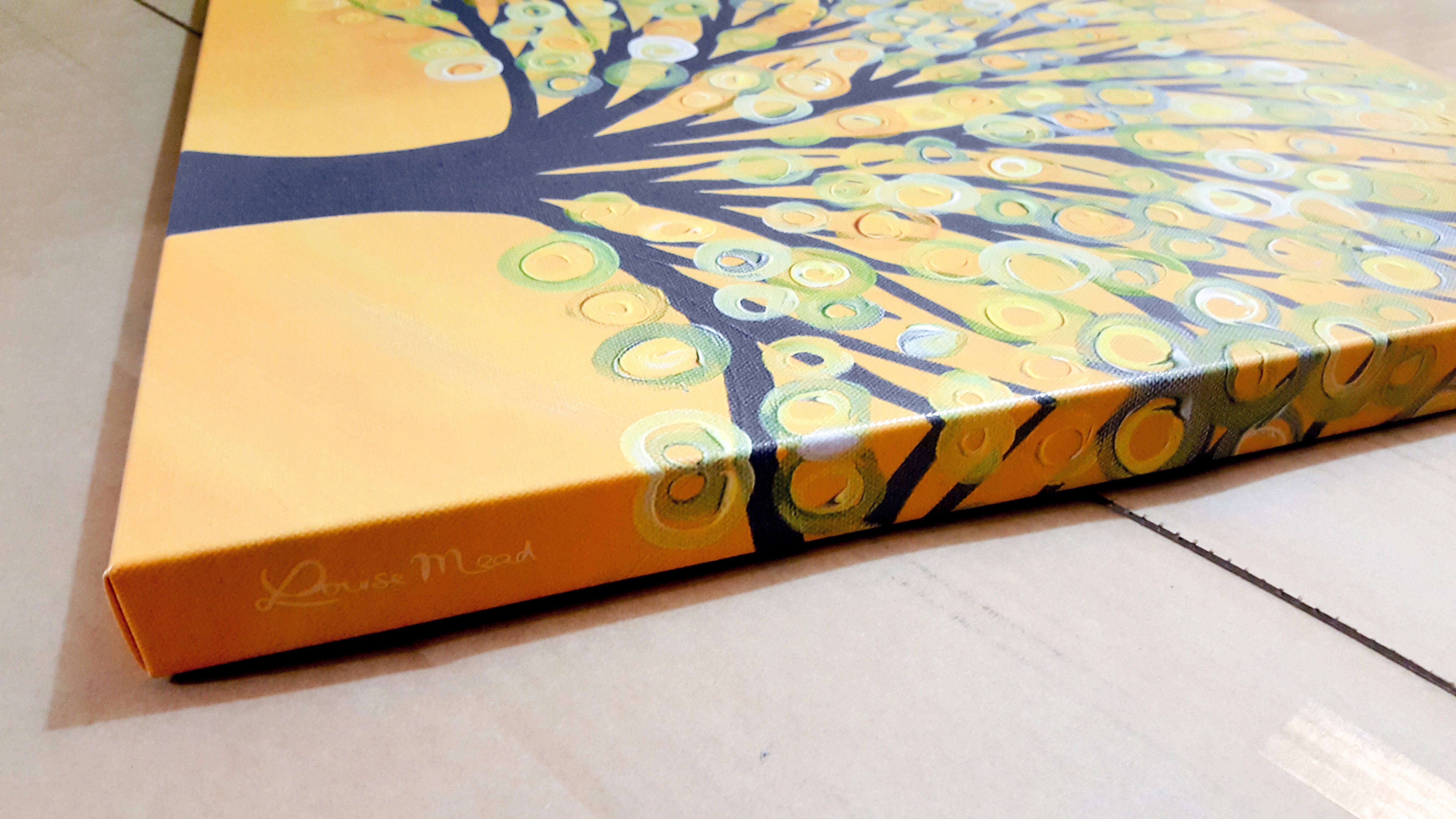 Yellow & Grey Tree Canvas Print - Louise Mead