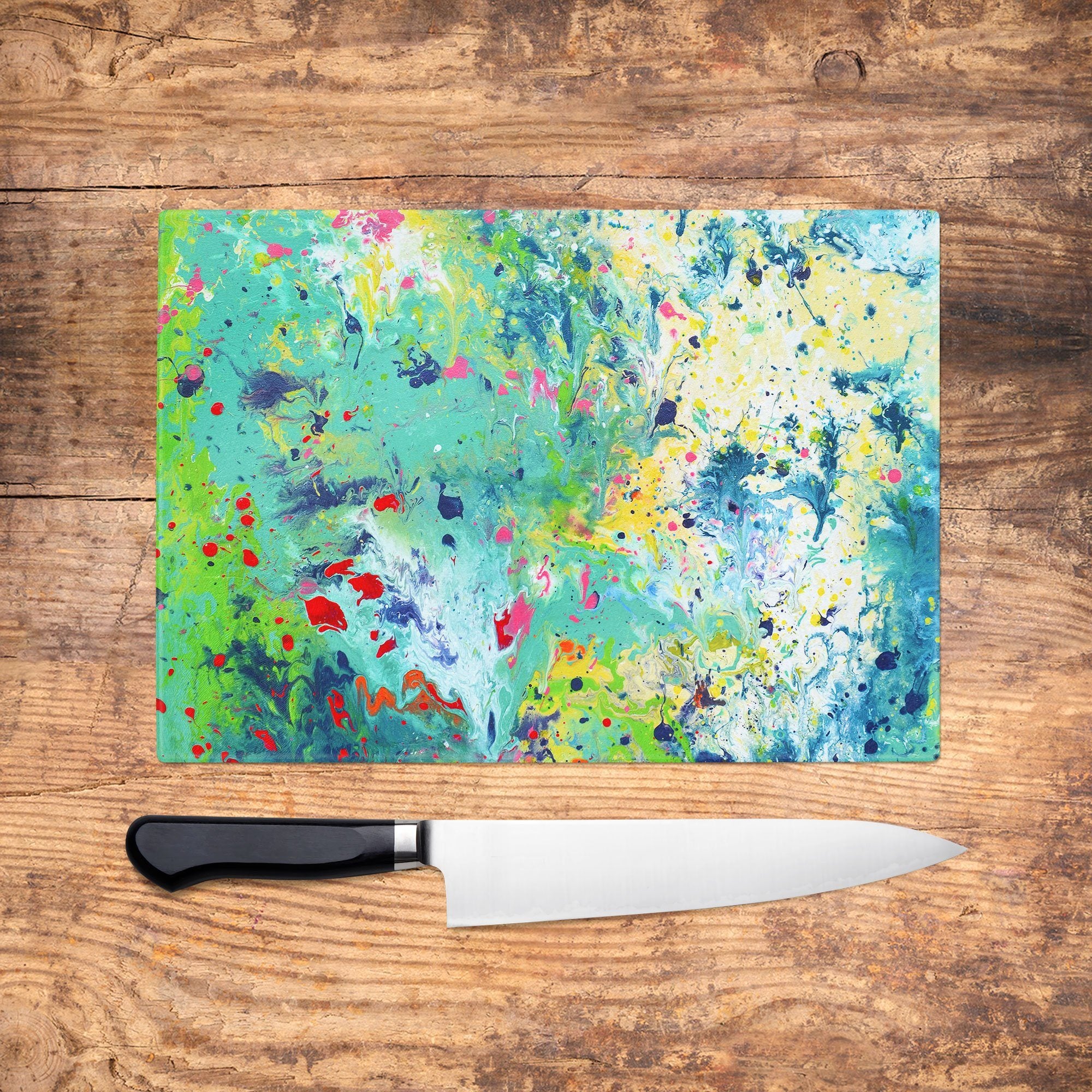 Teal & Green Glass Chopping Board - Louise Mead
