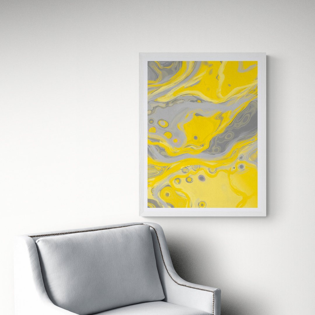'Zest' Yellow & Grey Wall Art Print - Louise Mead