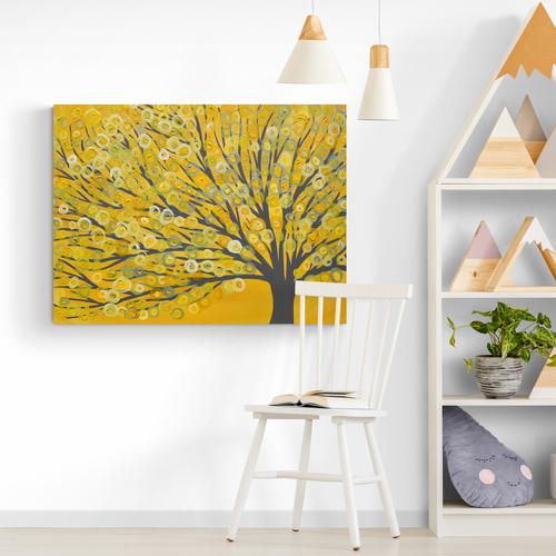 Yellow & Grey Tree Canvas Print - Louise Mead