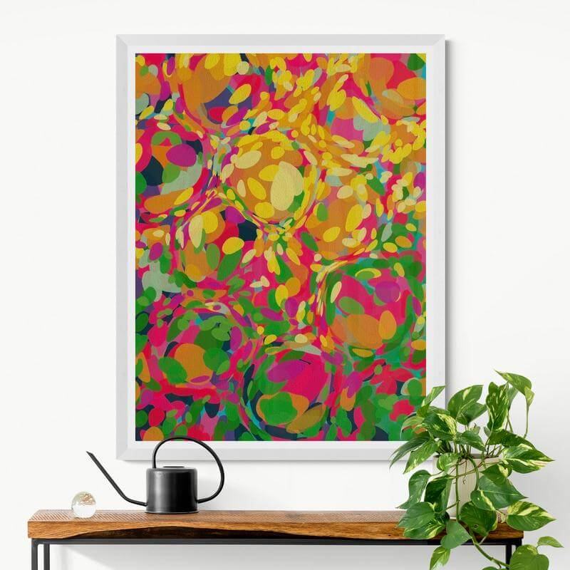 'Festival' Colourful Abstract Art Print | Wall Art Print | Louise Mead