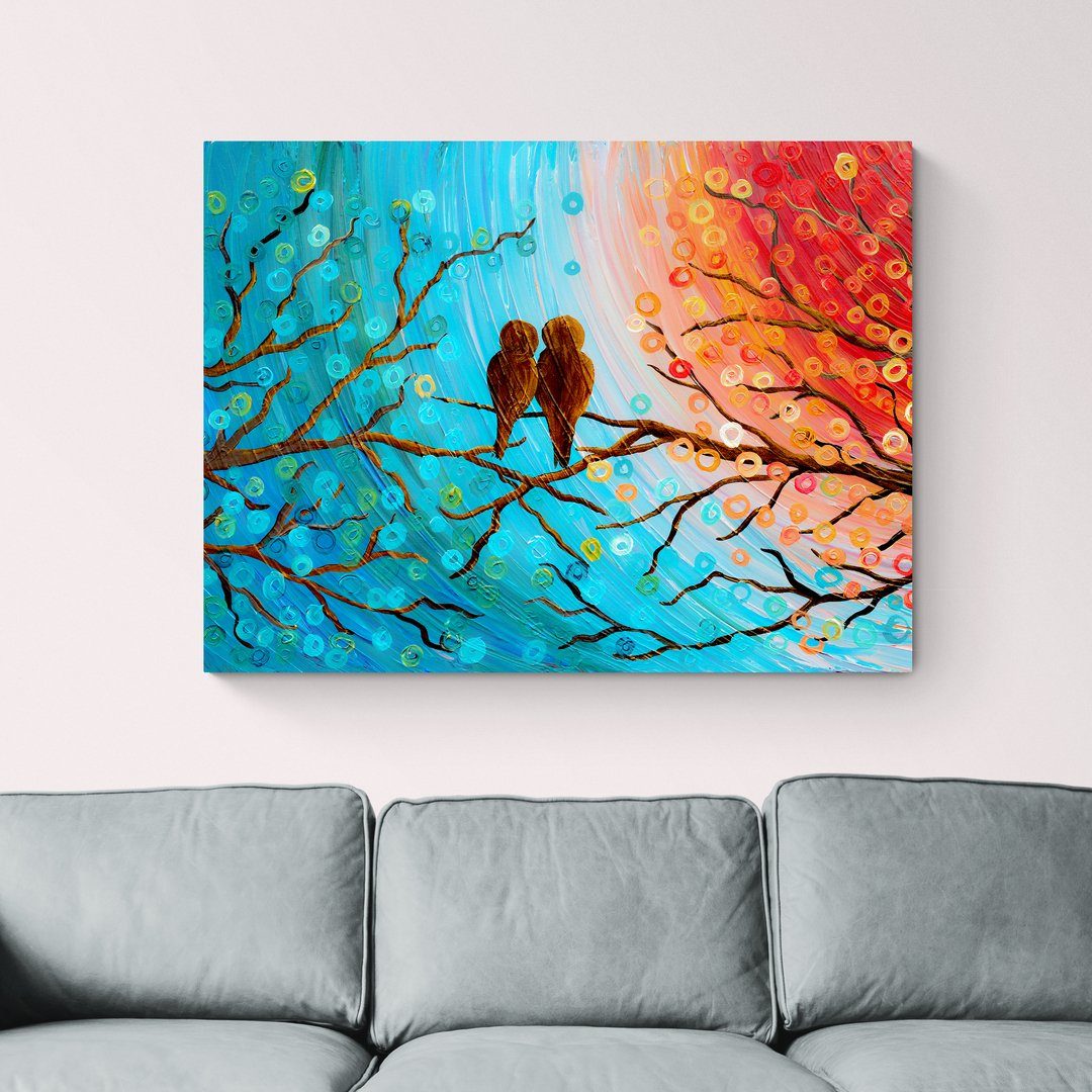 Love Birds in a Tree Canvas Print - Louise Mead
