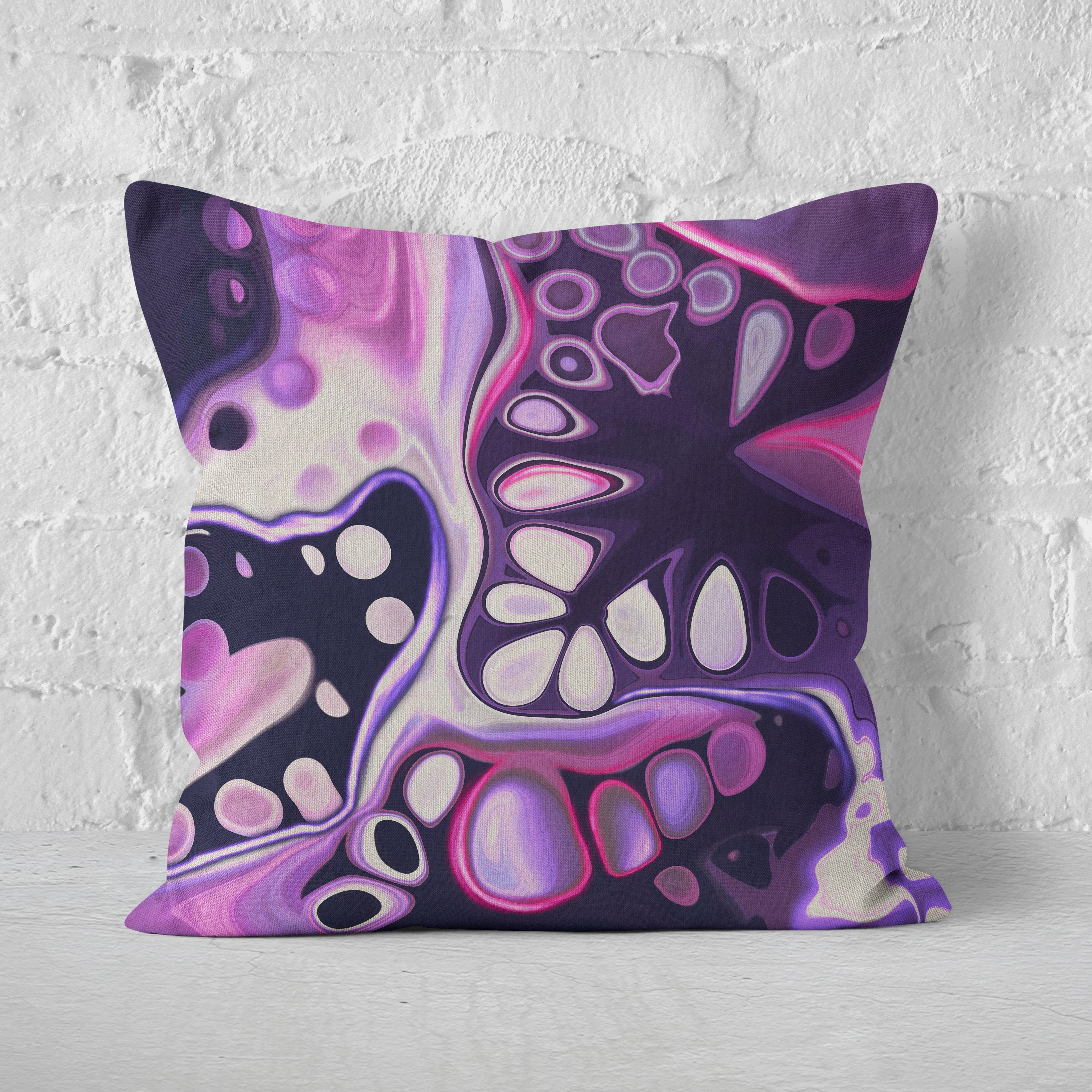 Nebula Square Purple Cushion - Louise Mead