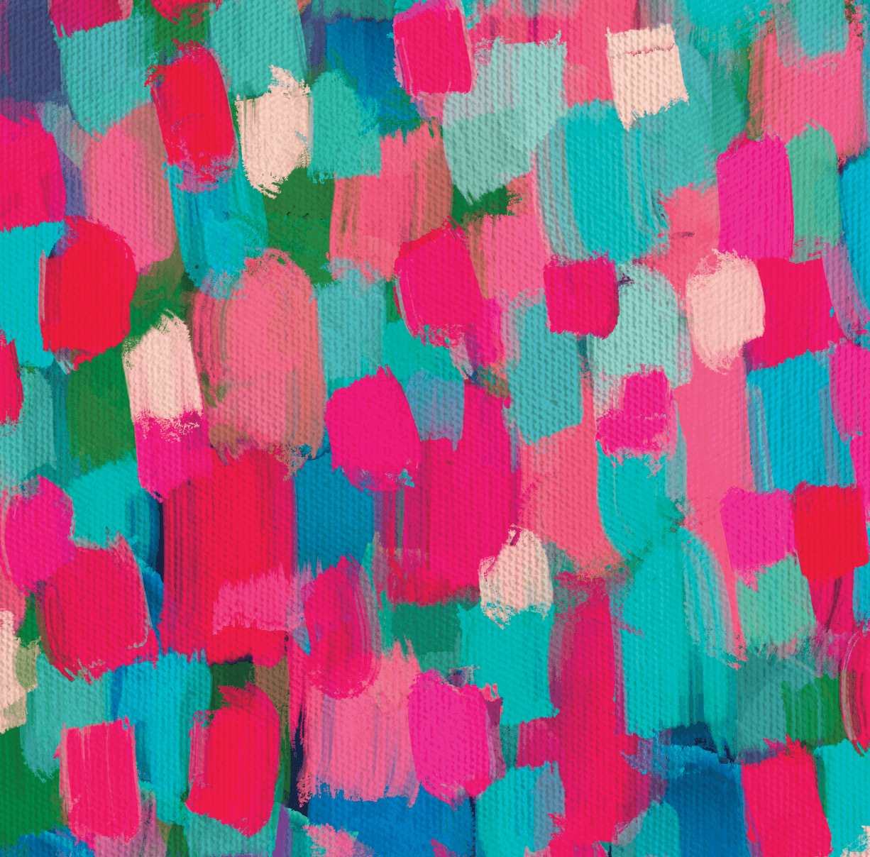 'Confetti' Colourful Abstract Impressionist Pink & Blue Canvas Print