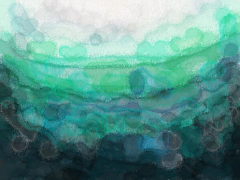 Teal Serenity Watercolour Ombre Fluid Art Abstract Expressionist Painting by Louise Mead
