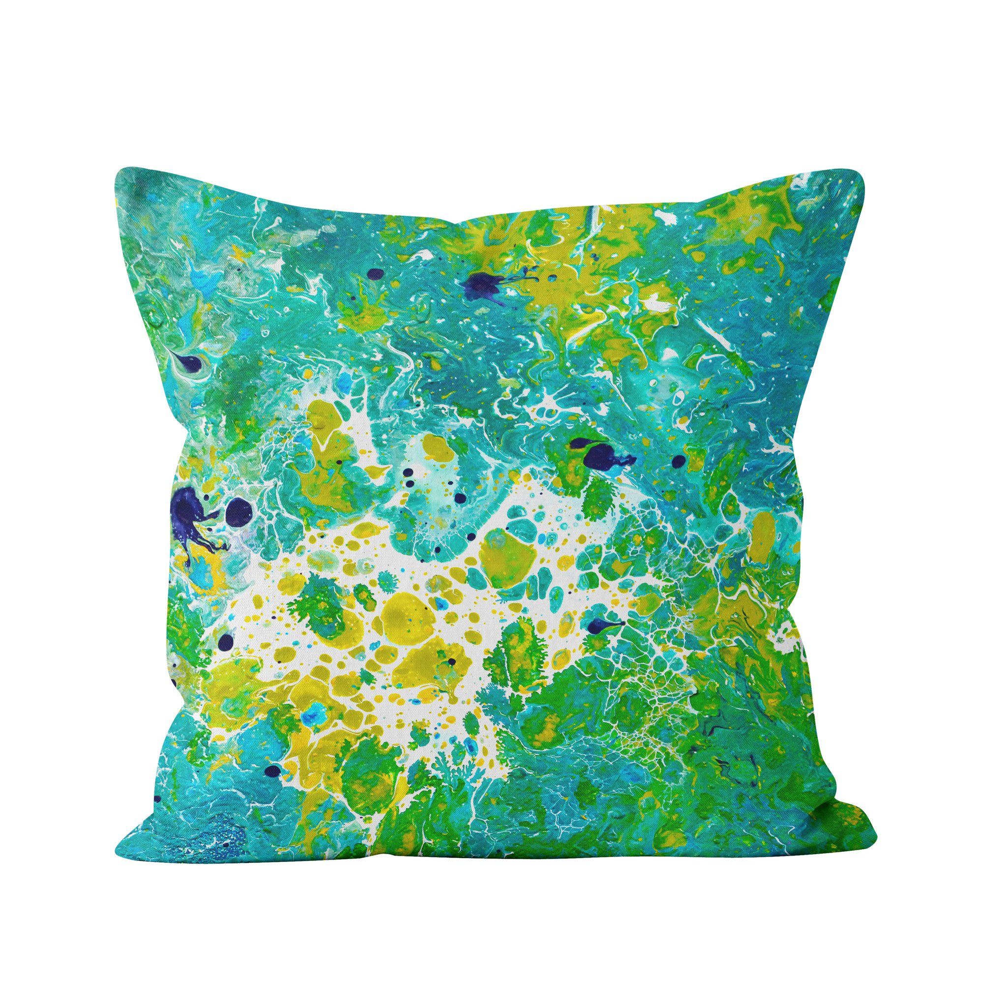 Teal & Green Square Pillow - Louise Mead