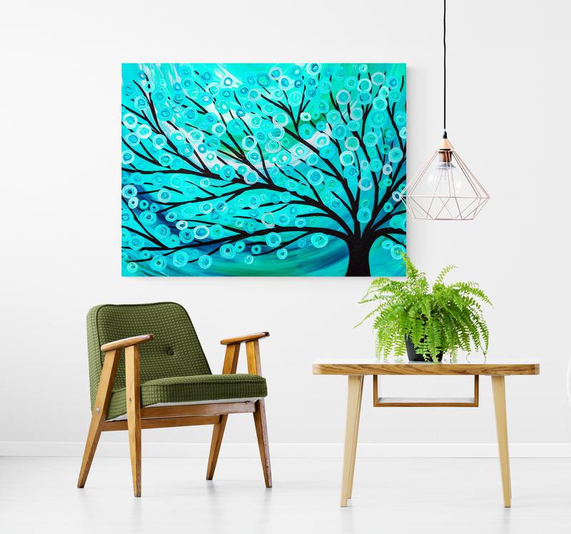 Teal & Turquoise Tree Canvas Print - Louise Mead