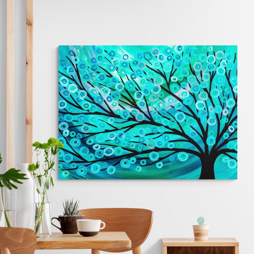 Teal & Turquoise Tree Canvas Print - Louise Mead