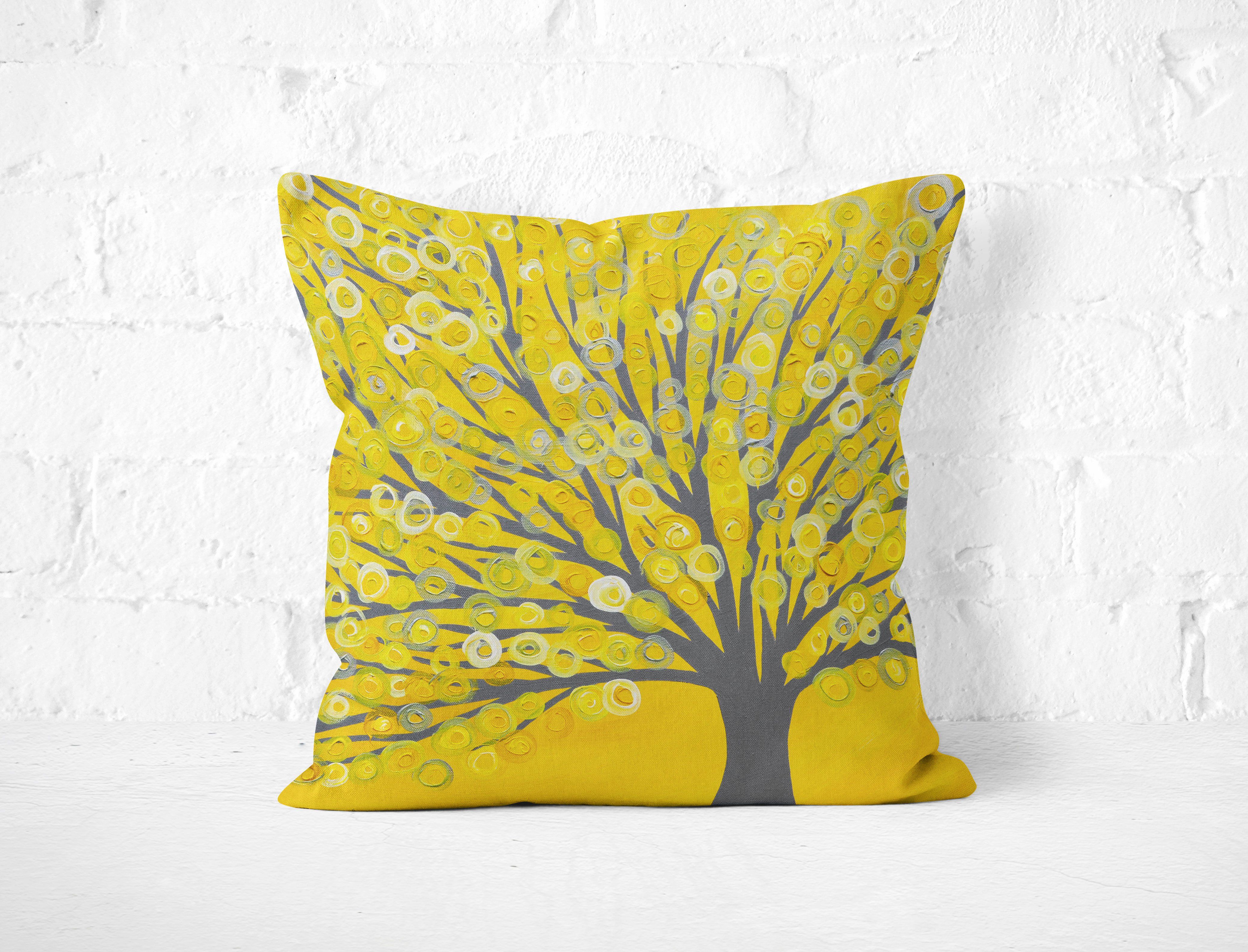Yellow Tree Cushion - Louise Mead