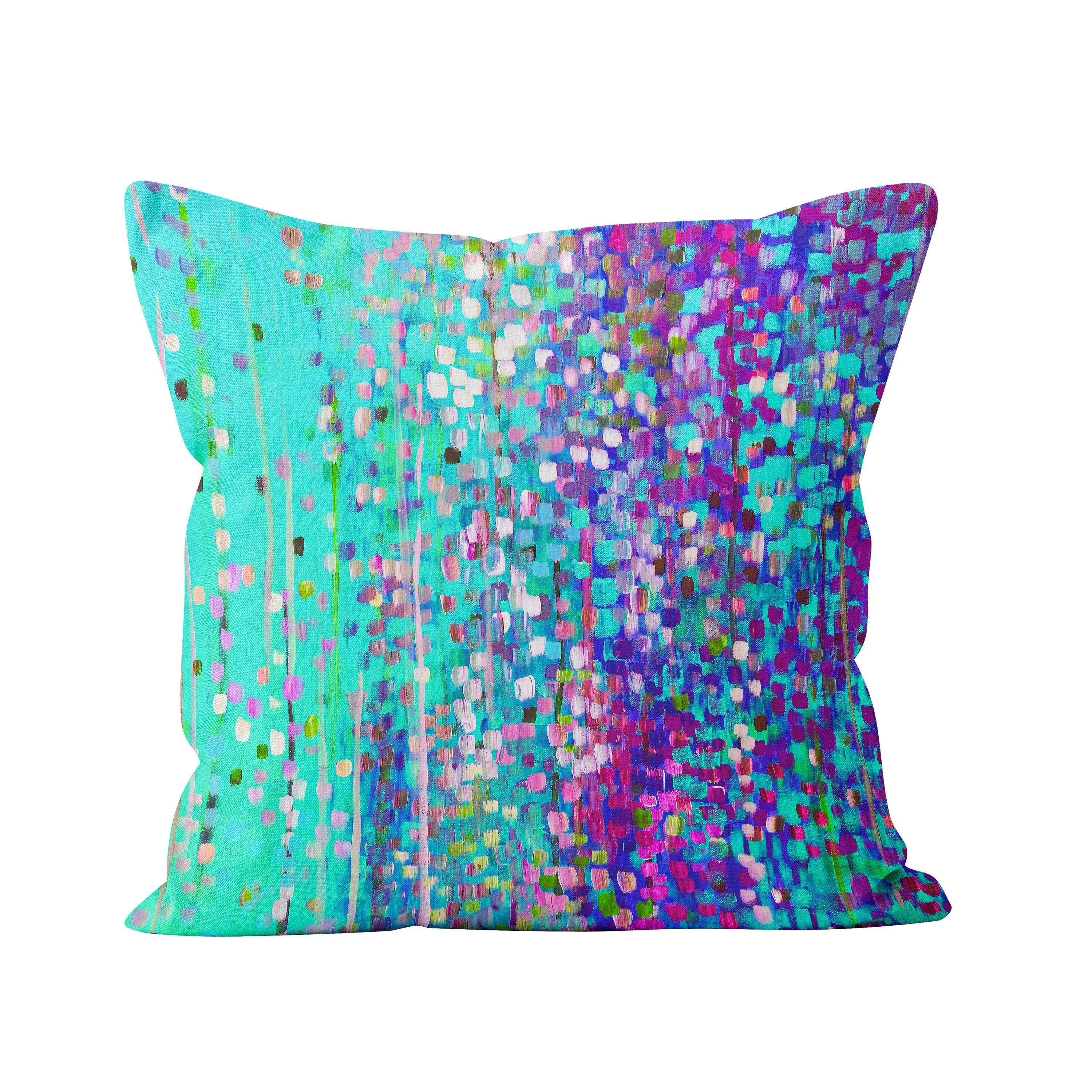 Turquoise & Purple Abstract Cushion - Louise Mead