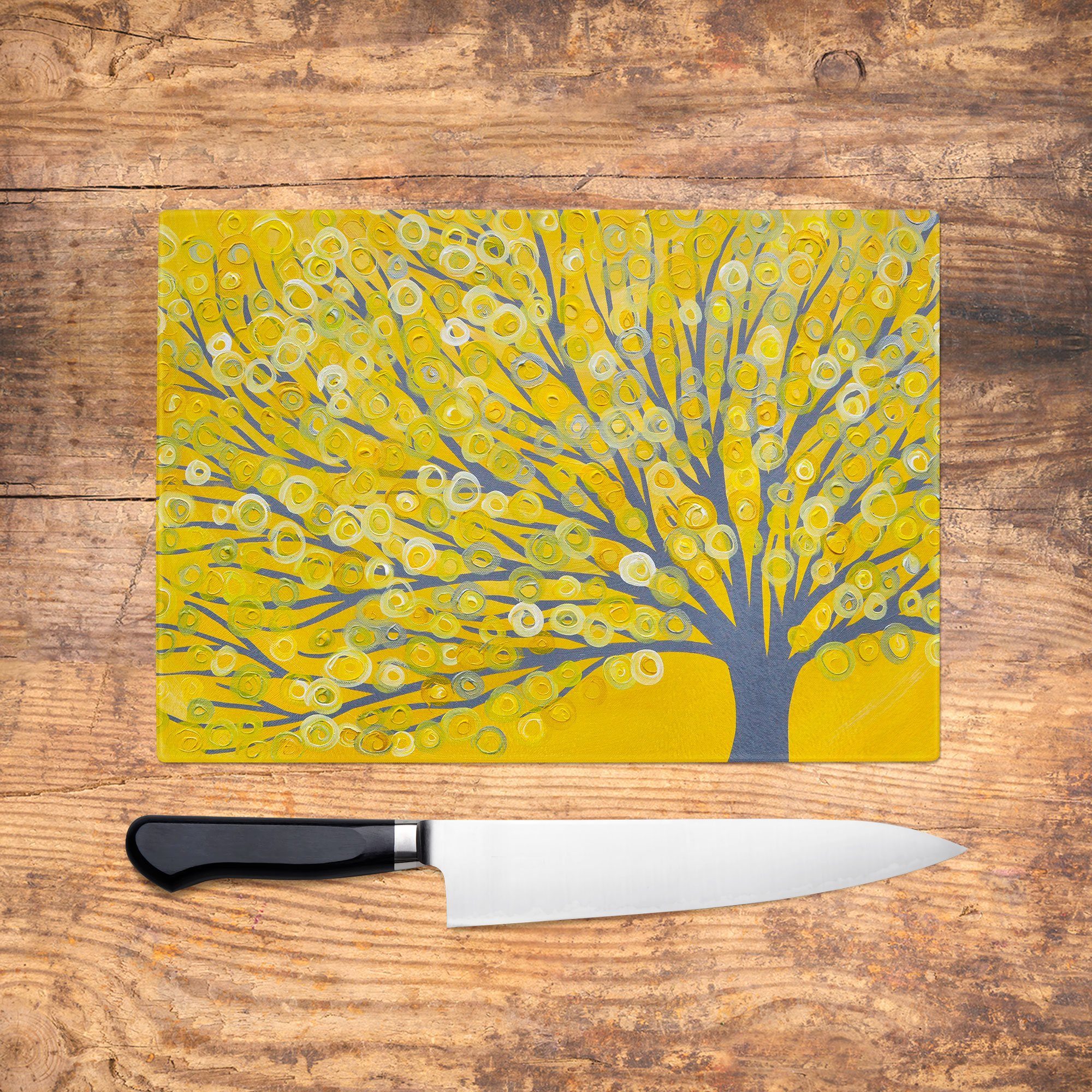 Yellow Tree Glass Chopping Board - Louise Mead