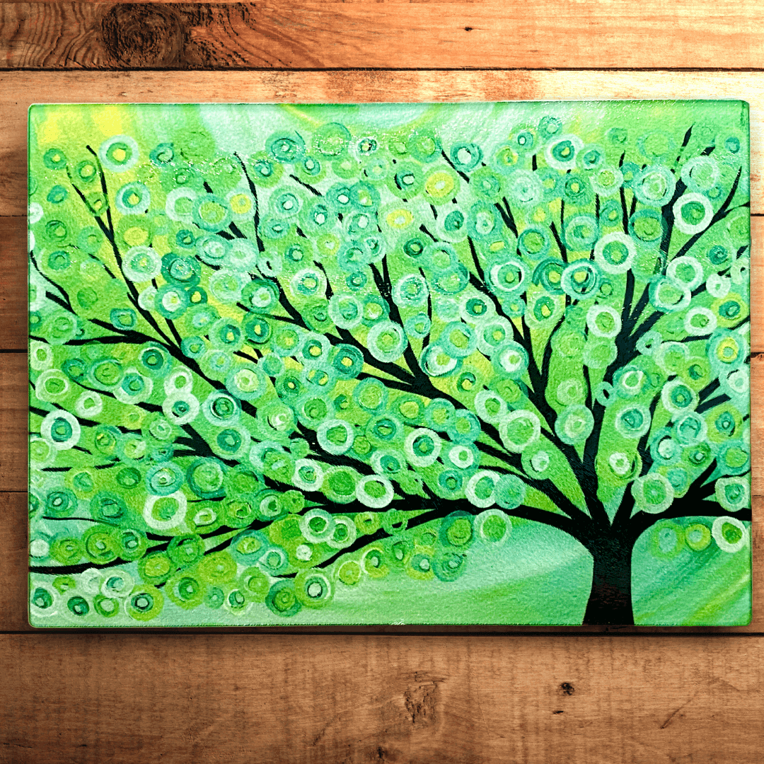 Giveaway time - Green Tree Glass Chopping Board - Louise Mead