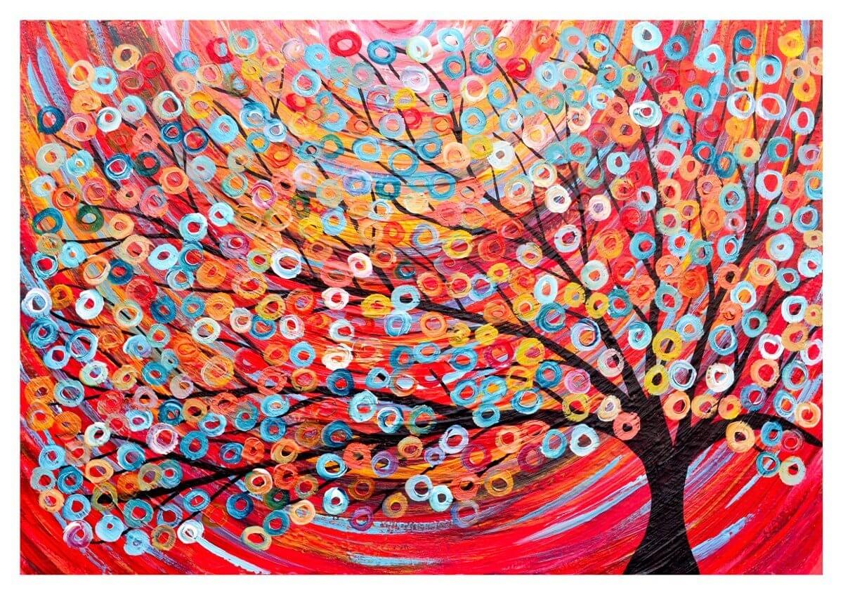 Red Abstract Tree - Louise Mead