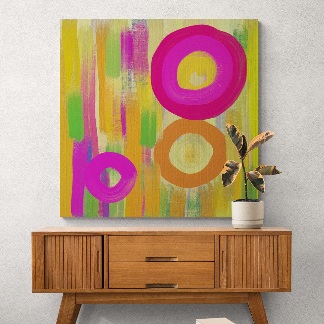 Beachside Yellow & Pink Abstract Canvas Print