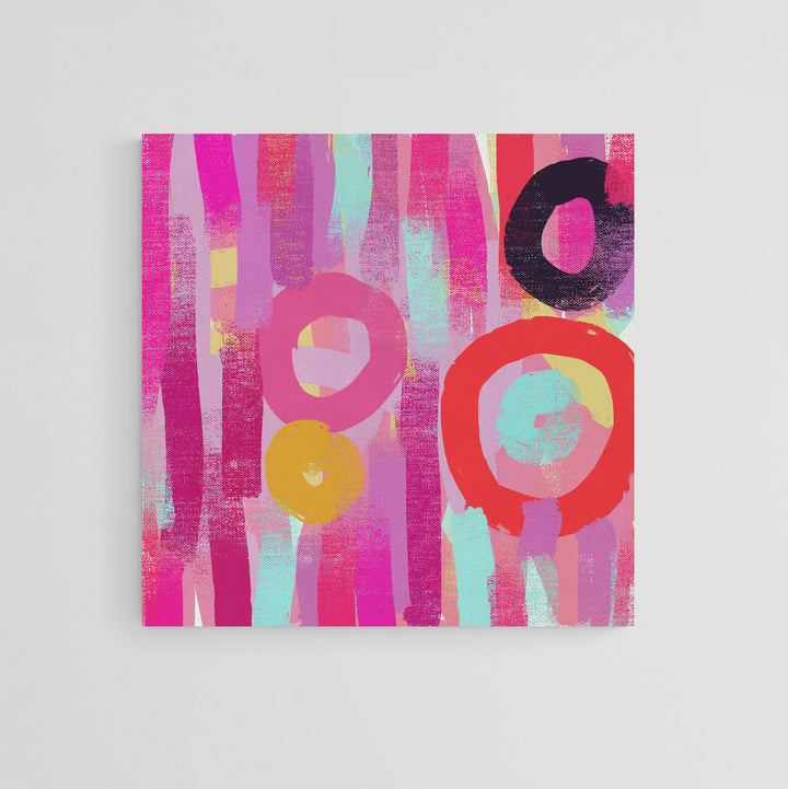 Love & Roses Pink Square Abstract Canvas Print