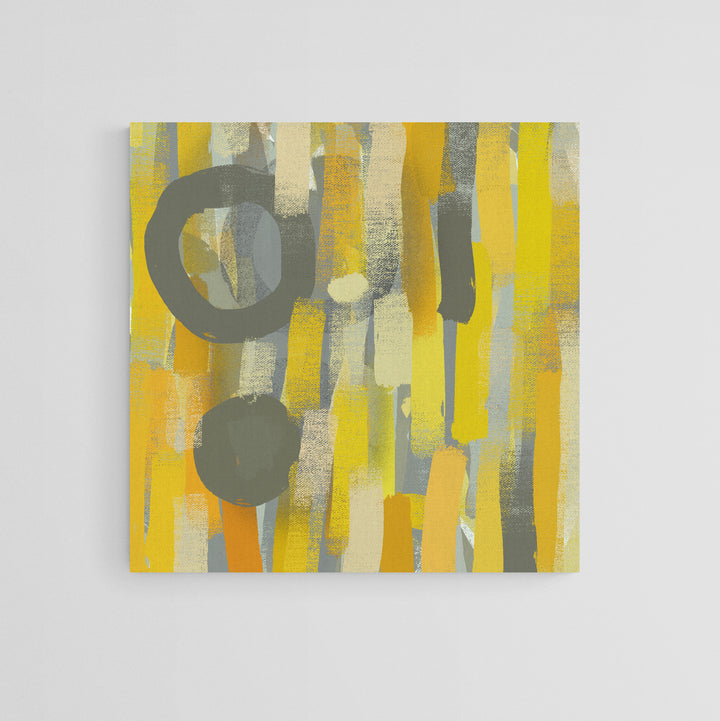 Saffron Sun Daze Yellow & Grey Abstract Canvas Print