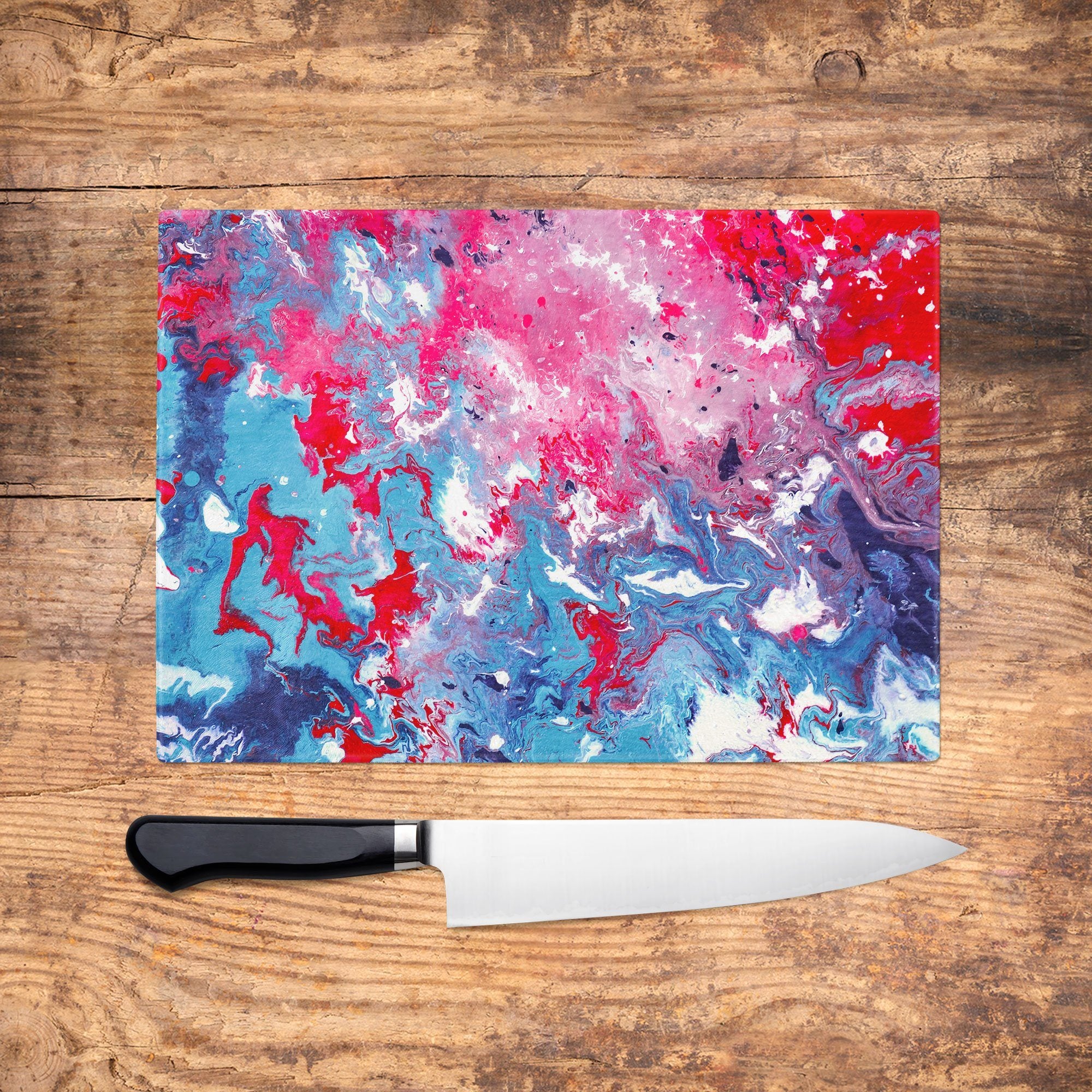 Red & Blue Glass Chopping Board - Louise Mead