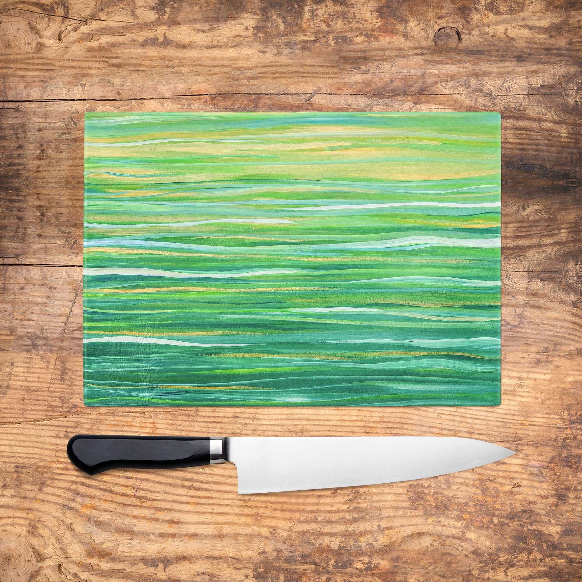 Green & Yellow Glass Chopping Board - Louise Mead