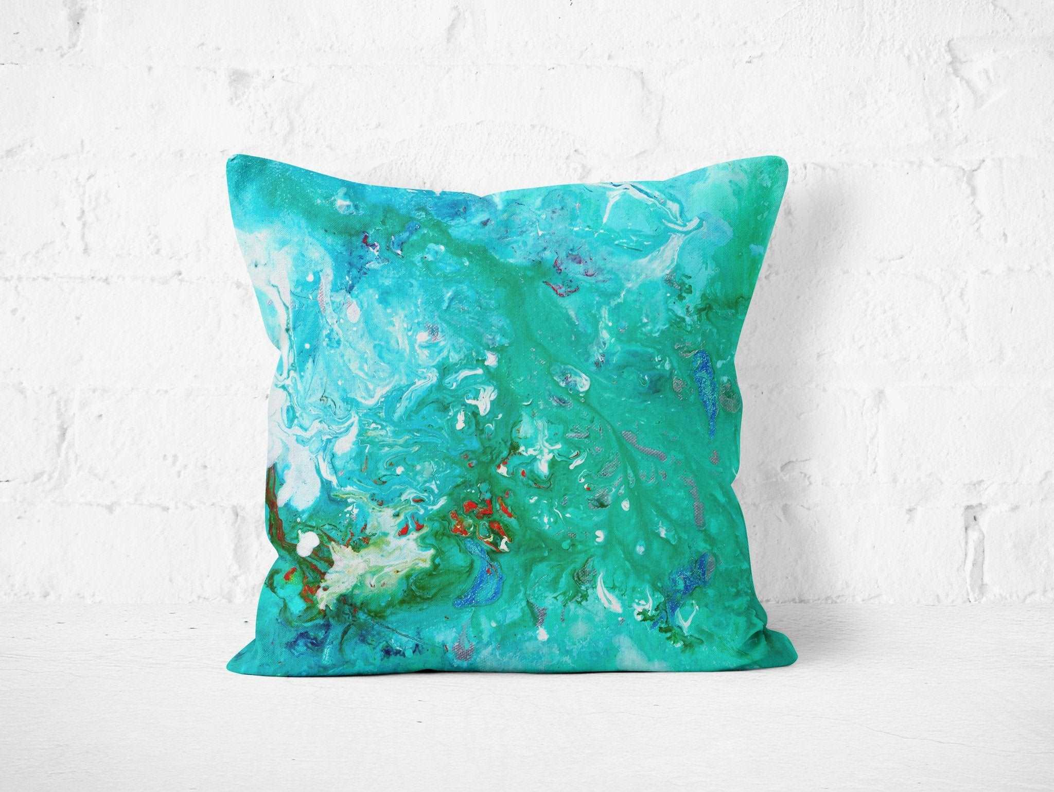Green Square Cushion - Louise Mead