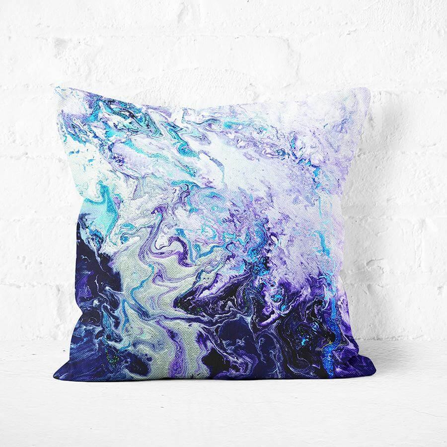 Purple Cushion - Marbled Purple Cushion by Louise Mead
