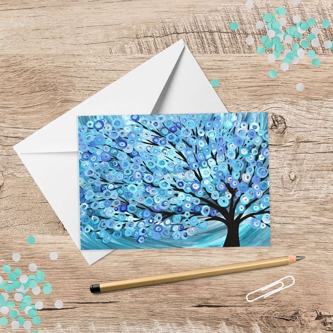 Blue Tree Greeting Card