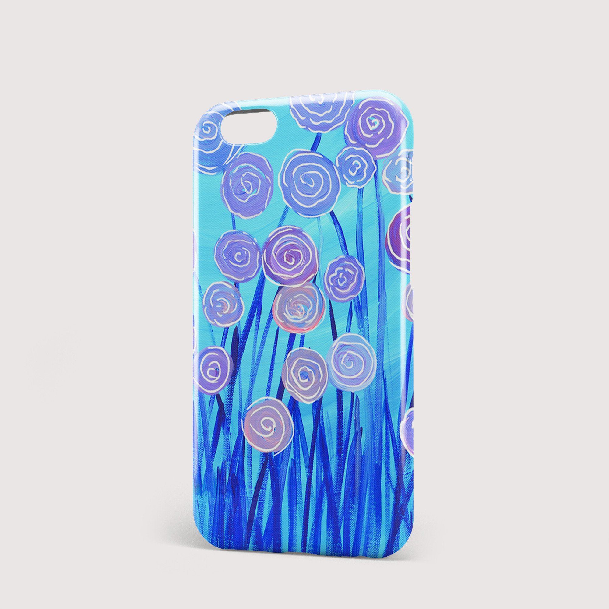 Purple & Blue Flowers iPhone Case