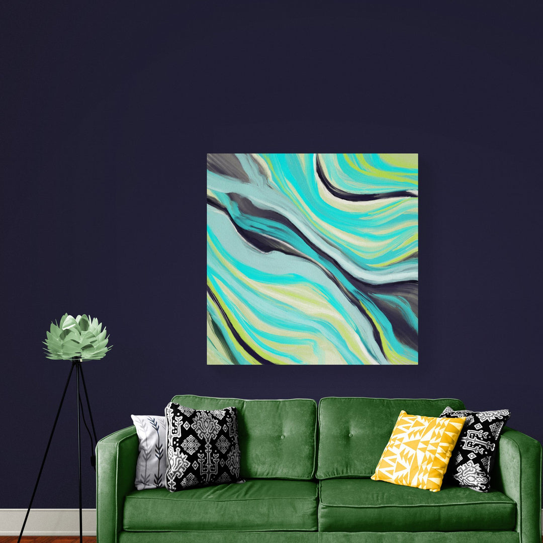 Rhythms Blue & Green Canvas Print - Louise Mead