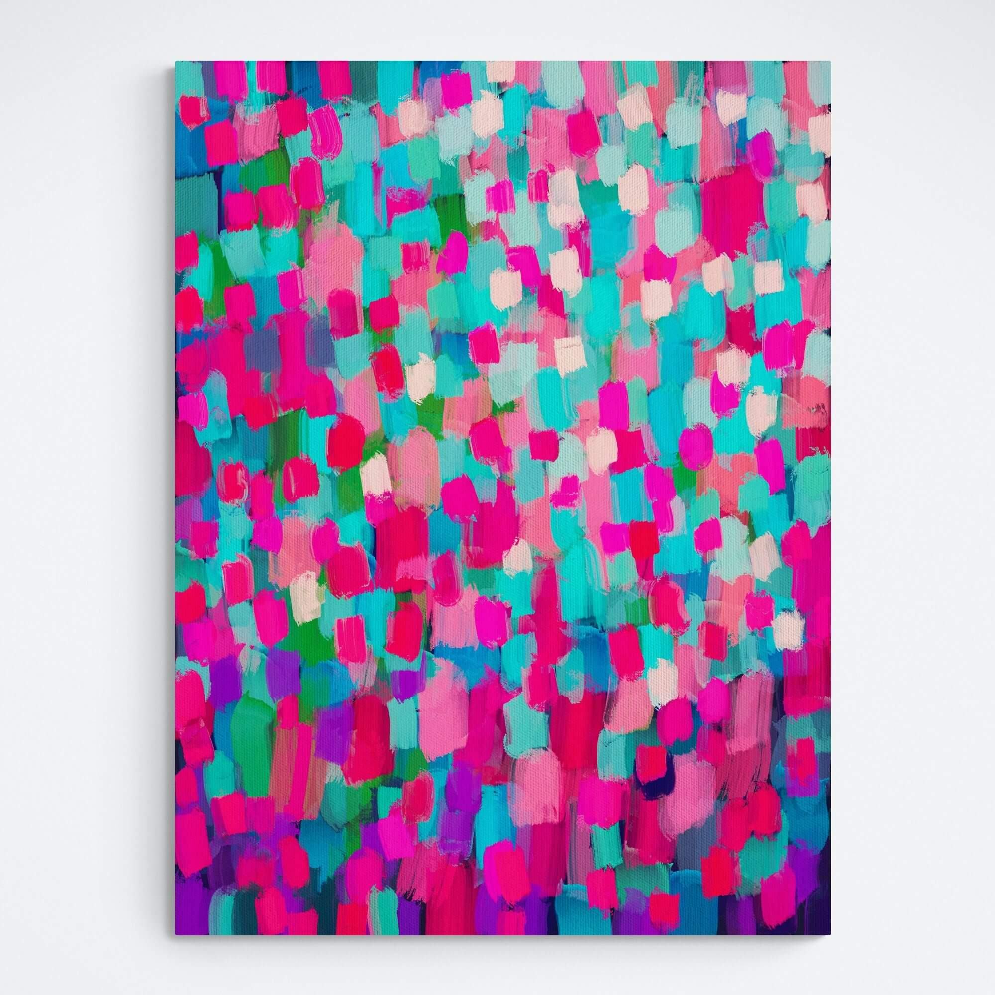 'Confetti' Colourful Abstract Impressionist Pink & Blue Canvas Print | Canvas Print | Louise Mead