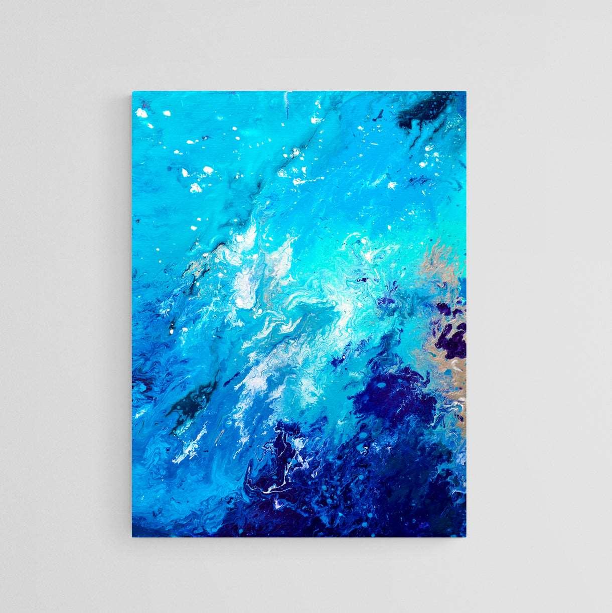 'Drift Away' Fluid Art Blue Canvas Print