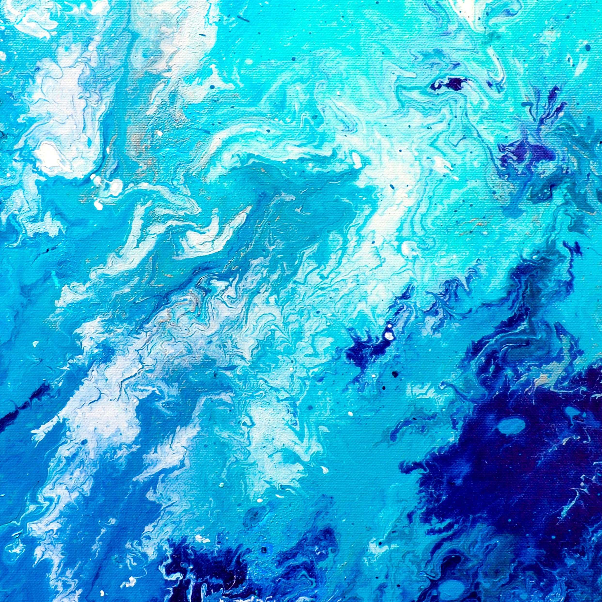'Drift Away' Fluid Art Blue Canvas Print
