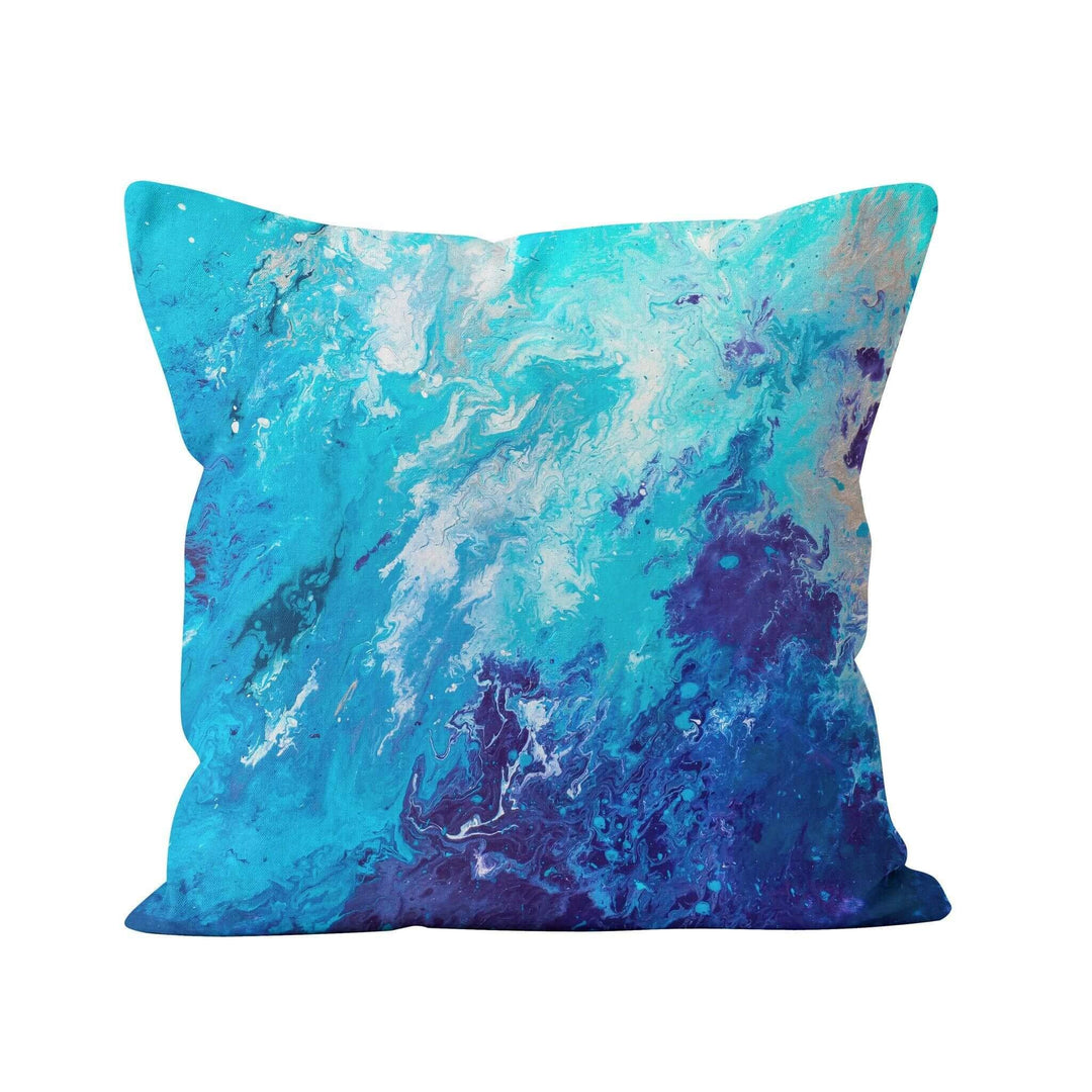 'Drift Away' Blue Square Pillow - Louise Mead