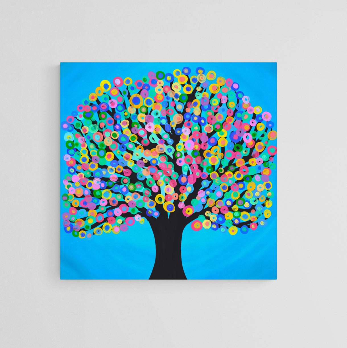 Blue Tree Square Canvas Print
