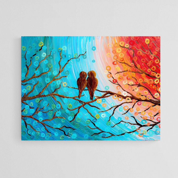 Love Birds in a Tree Canvas Print