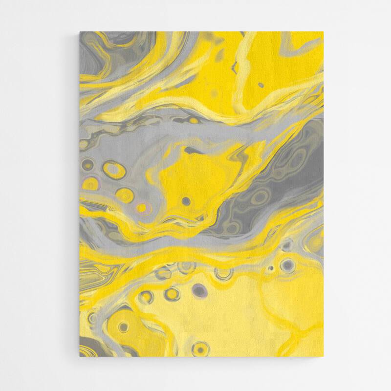 'Zest' Yellow & Grey Canvas Print - Louise Mead