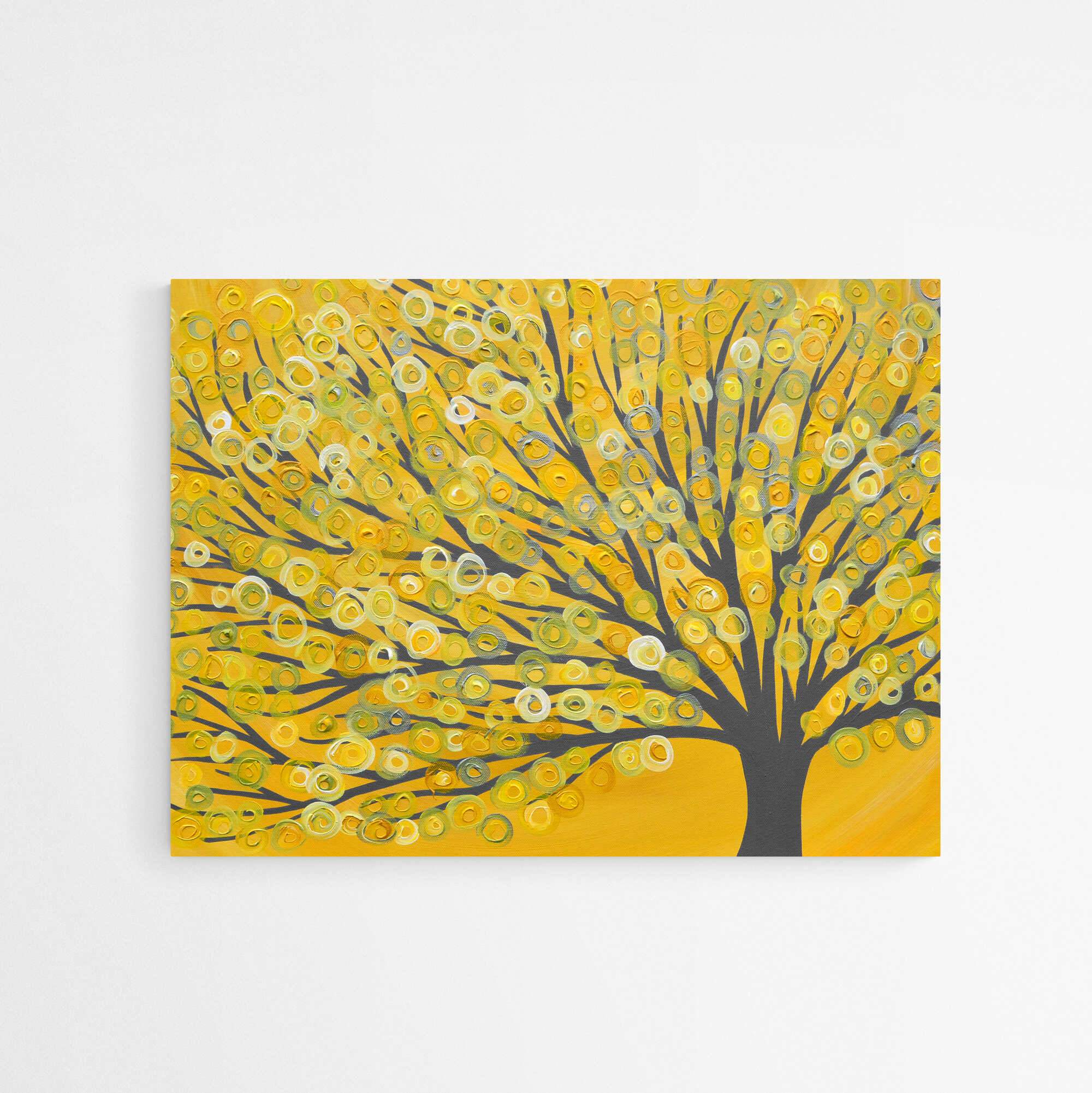 Yellow & Grey Tree Canvas Print