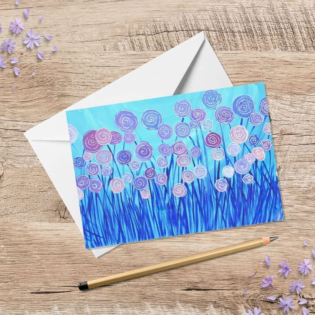 Lilac & Blue Flowers Greeting Card