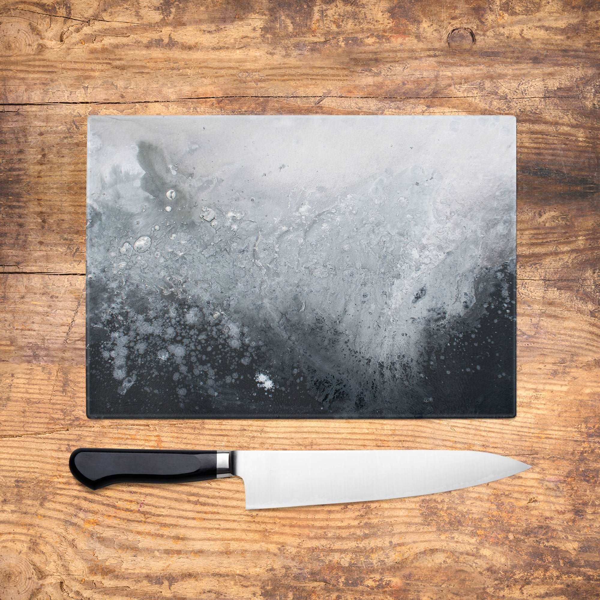 Monochrome Abstract Glass Chopping Board