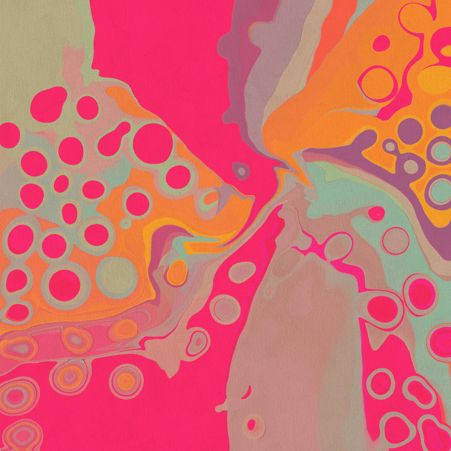 Pink Pebbles Stunning Pink Orange Green Fluid Art Painting by Louise Mead