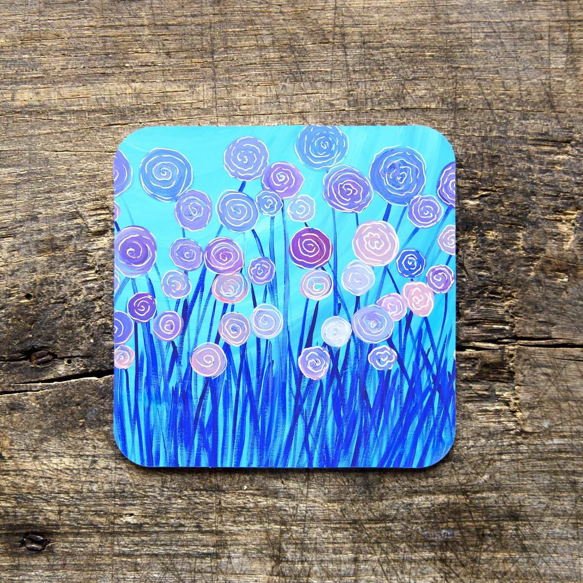 Lilac & Blue Flowers Coasters - Louise Mead