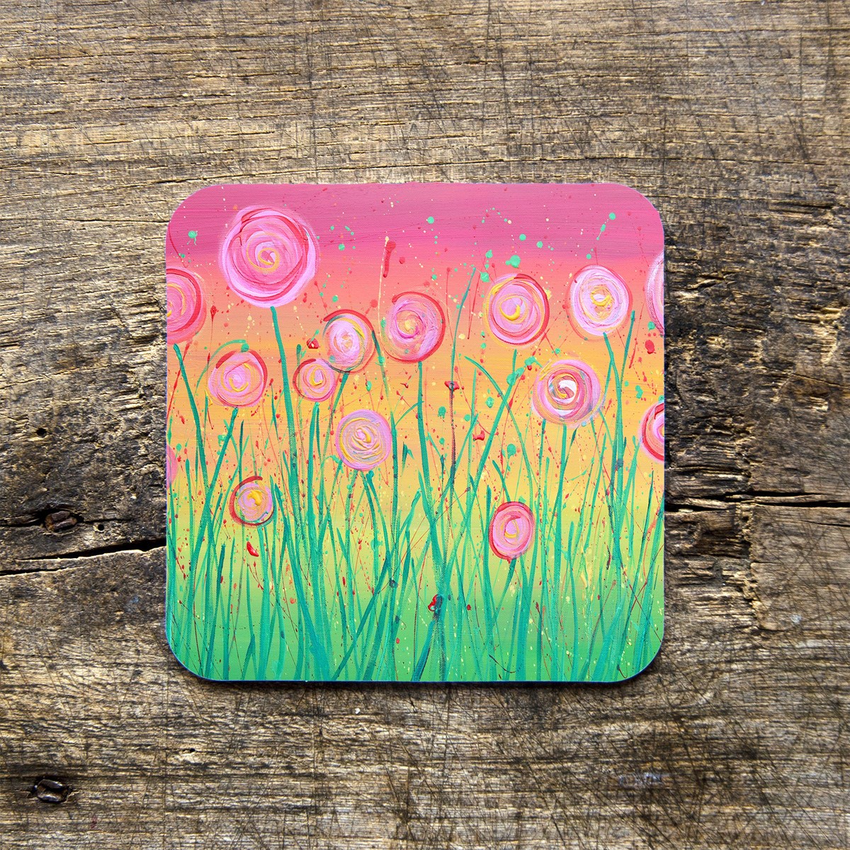 Pink Flowers Coasters - Louise Mead