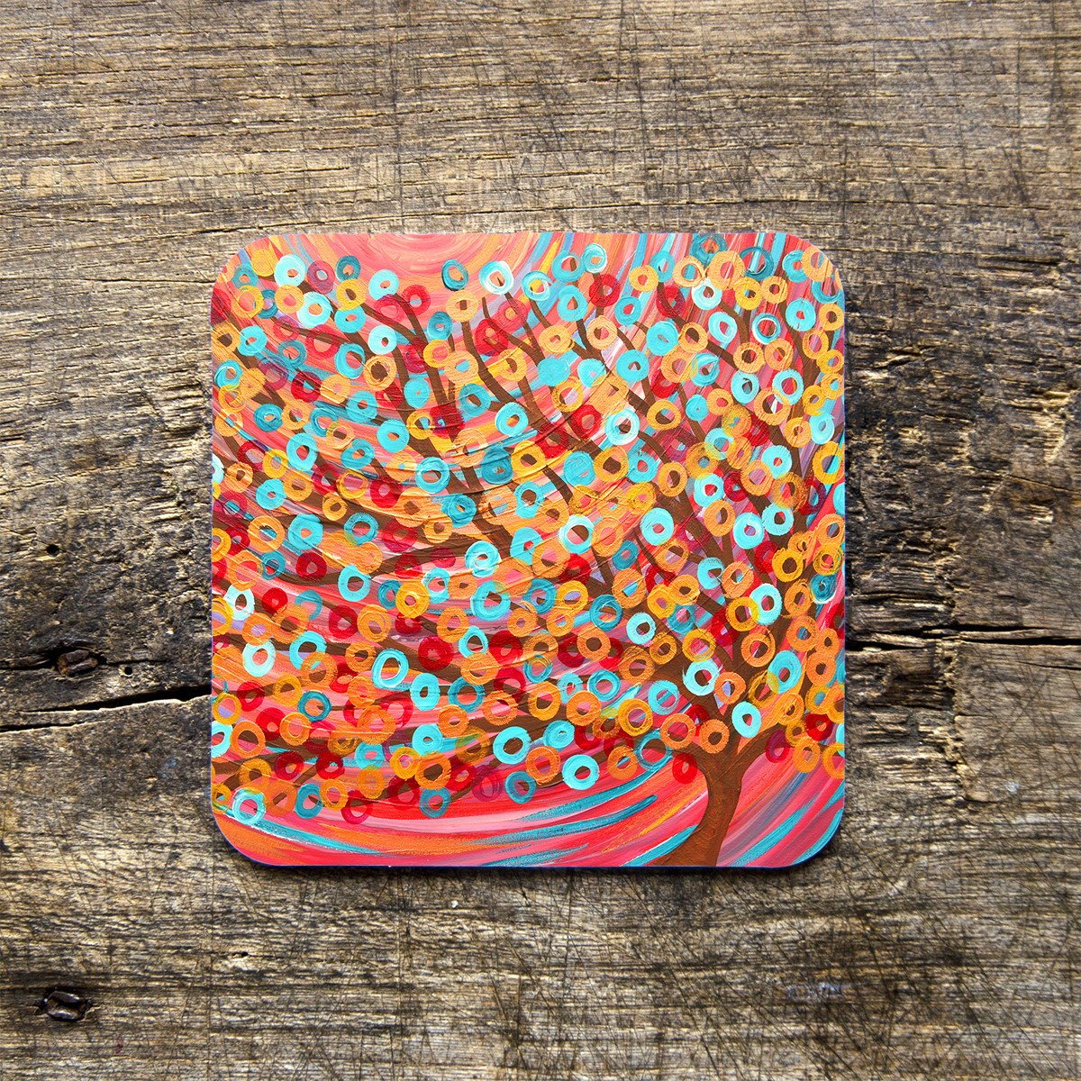 Red Tree Coasters - Louise Mead