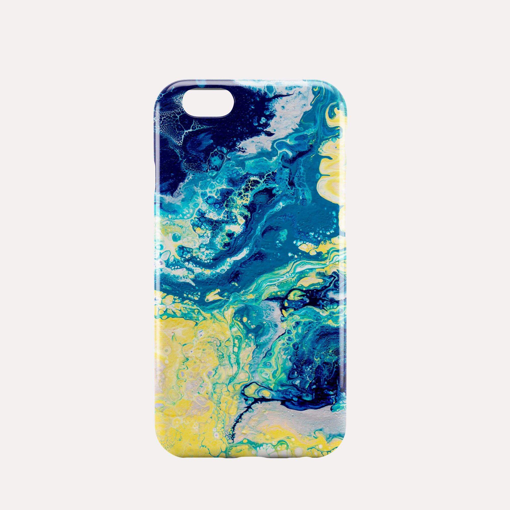 'Rocks & Waves' Yellow & Blue iPhone Case - Louise Mead