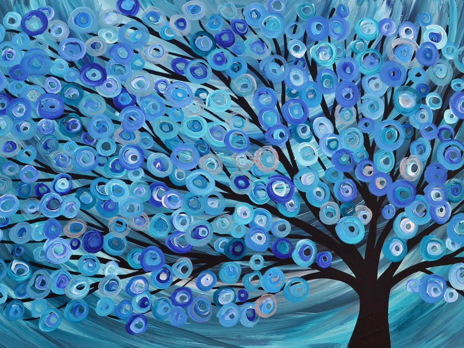 Blue Abstract Tree Canvas Print
