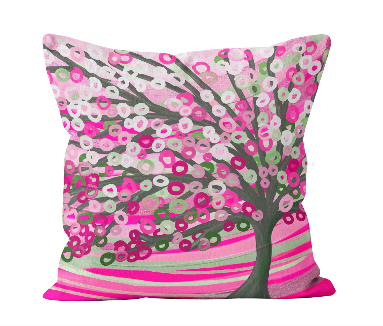 Pink & Sage Tree Cushion - Louise Mead
