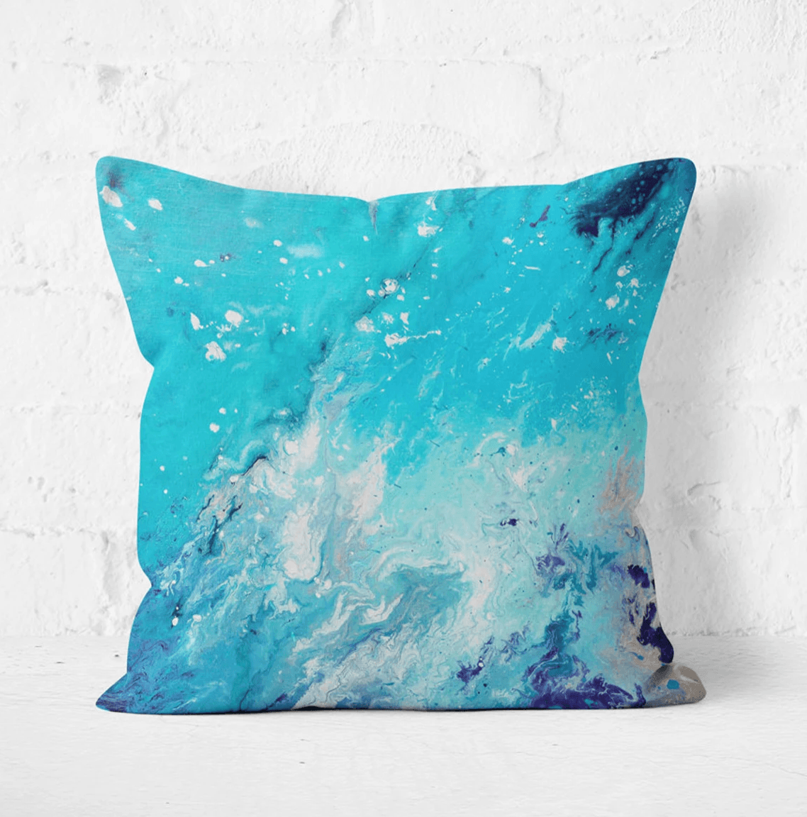 'Drift Away' Light Blue Square Pillow | Square Cushion | Louise Mead