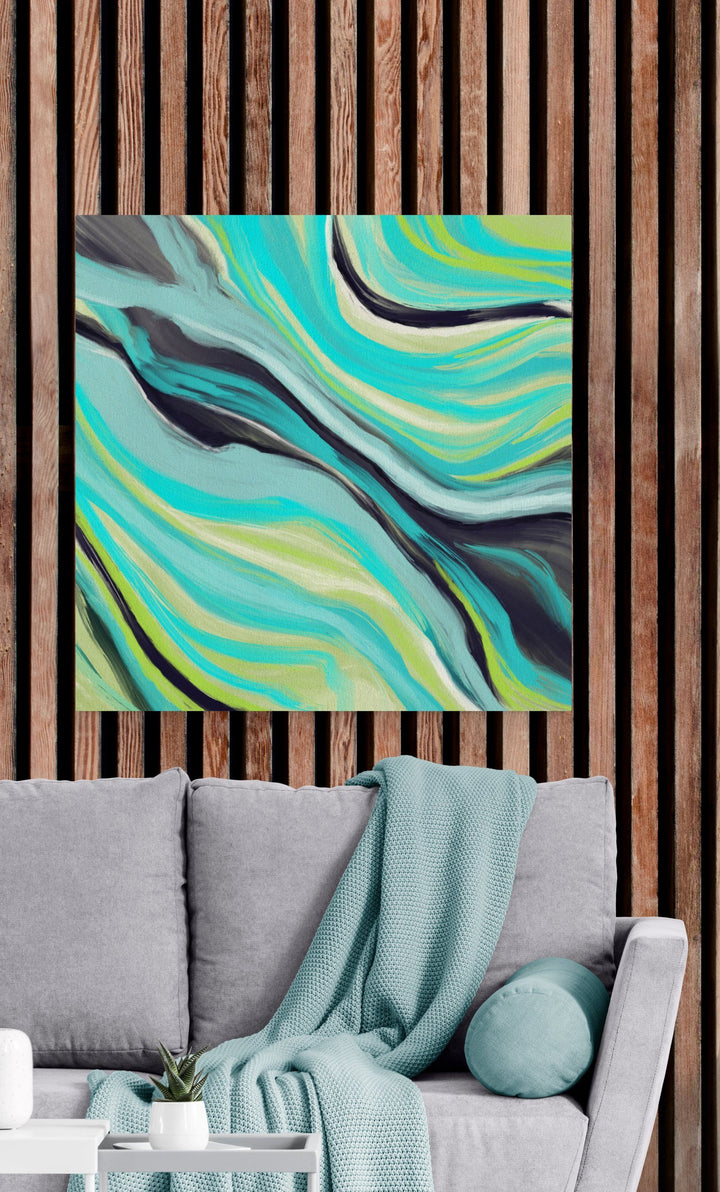 Rhythms Blue & Green Canvas Print - Louise Mead