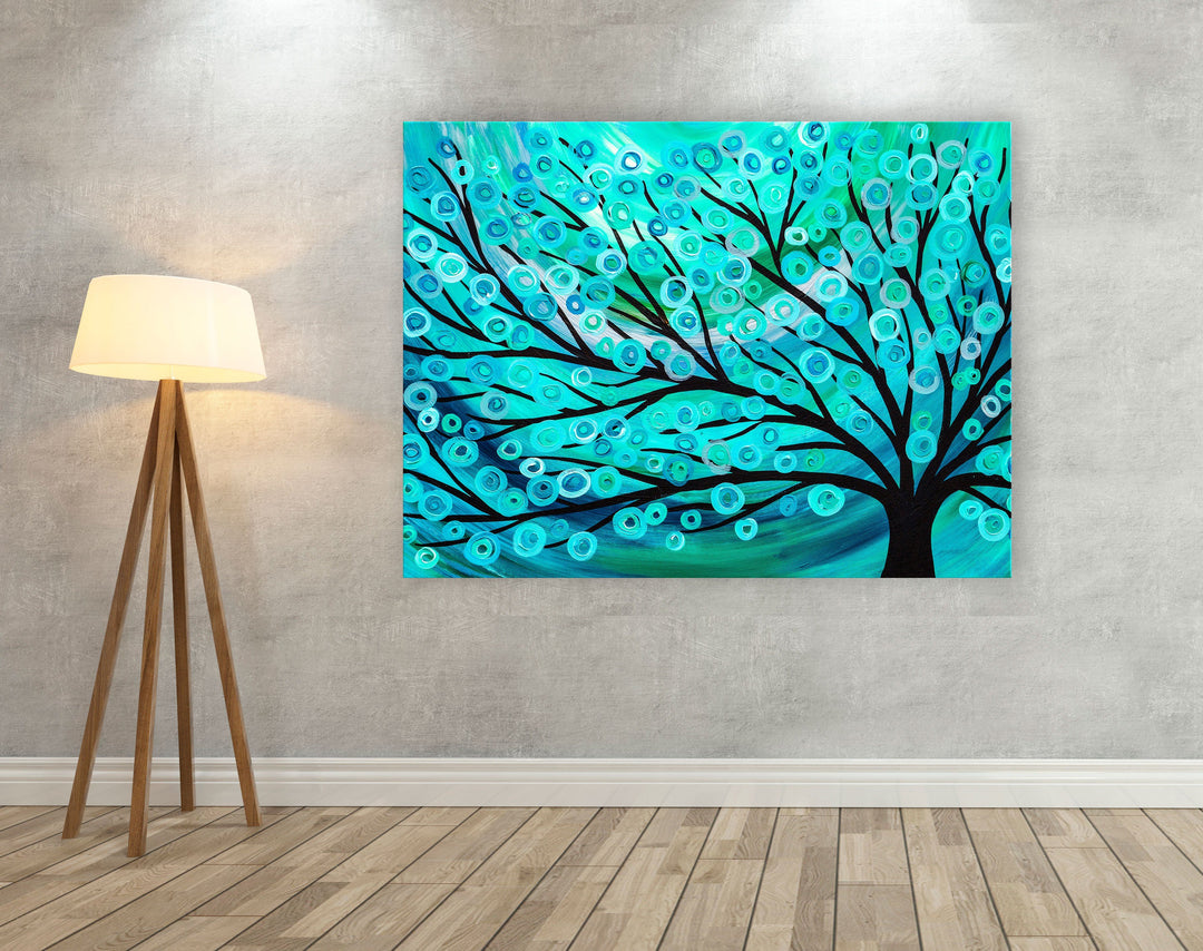 Teal & Turquoise Tree Canvas Print - Louise Mead