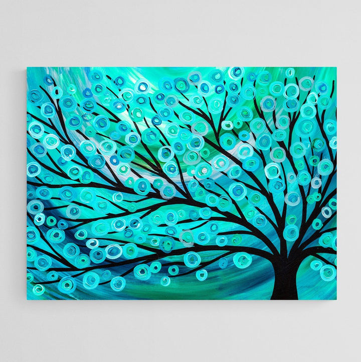 Teal & Turquoise Tree Canvas Print - Louise Mead