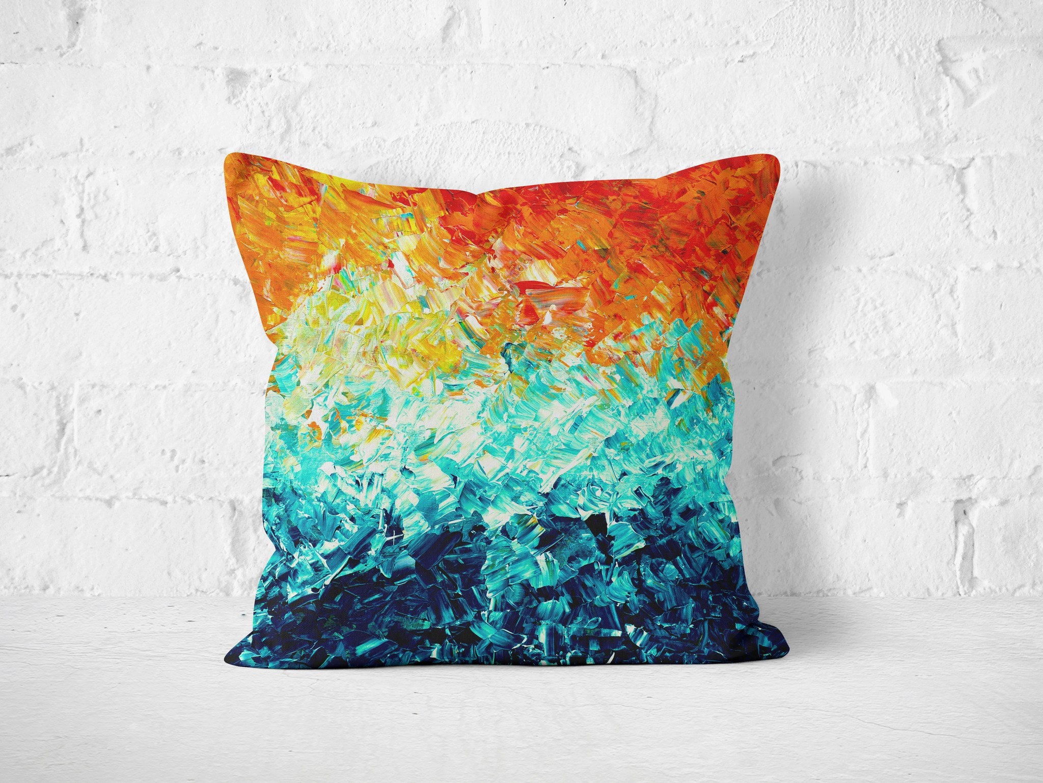 Orange & Blue Cushion - Louise Mead